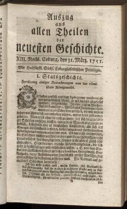 XIII. Nachl. Coburg, den 31. März. 1751.