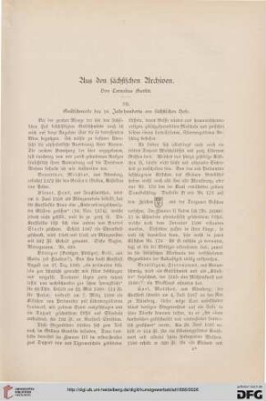 Aus den sächsischen Archiven, [3]: Goldschmiede des 16. Jahrhunderts am sächsischen Hofe