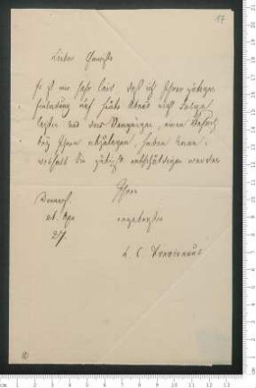 Brief von Ludolf Christian Treviranus an Adelbert von Chamisso