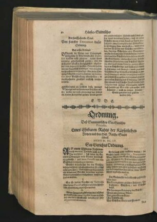 Ordnung. Deß Summarischen See-Gerichts Processe. ... See-Gerichts Ordnung.