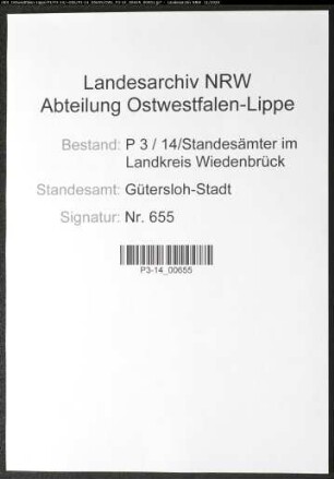 Sterberegister Standesamt Gütersloh-Stadt