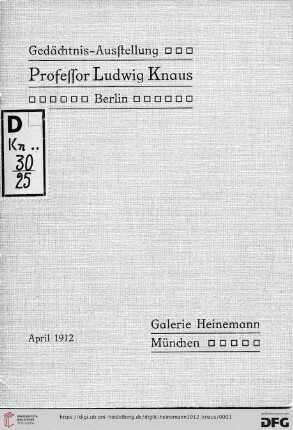 Gedächtnis-Ausstellung: Professor Ludwig Knaus