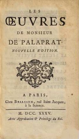 Les oeuvres De Monsieur De Palaprat
