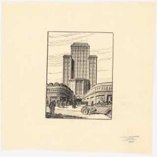 Hochhaus am Bahnhof Friedrichstraße, Berlin: Perspektivische Ansicht