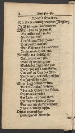 Morosa senectus. Ein Alter vermahnet einen Jüngling