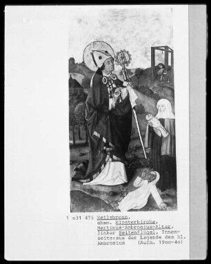 Linker Seitenflügel: Legende des heiligen Ambrosius