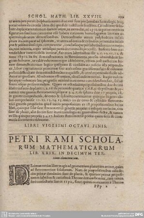 PETRI RAMI SCHOLARUM MATHEMATICARUM LIB. XXIX. IN DECIMUM TERTIUM elementorum.