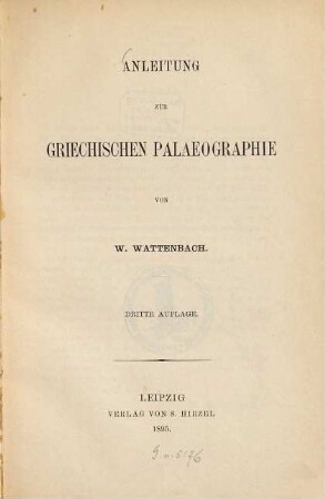 Anleitung zur griechischen Palaeographie