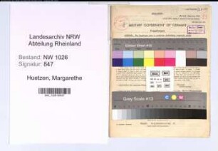 Entnazifizierung Margarethe Huetzen , geb. 17.08.1905 (Studienassessorin)