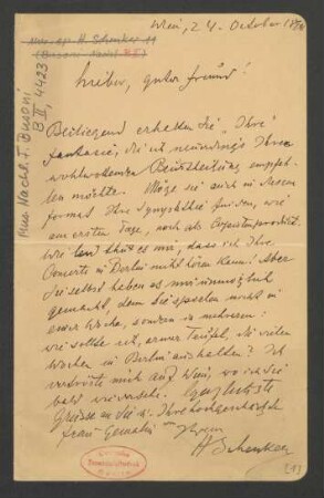 Brief an Ferruccio Busoni : 24.10.1898