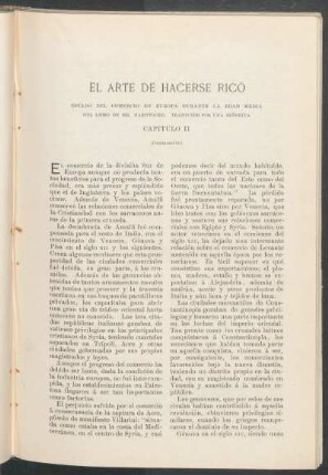 El arte de hacerse rico. (Continuación) : Capítulo II. Estado del comercio en Europa durante la Edad Media. Del libro de Mr. Hardwicke. Traducido por una señorita.