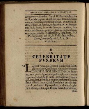 II. In Celebritate Funerum