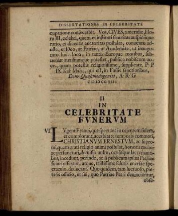 II. In Celebritate Funerum