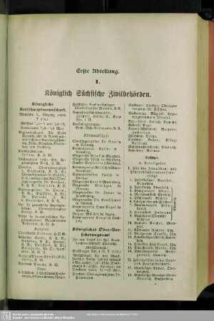 I. Königlich Sächsische Zivilbehörden
