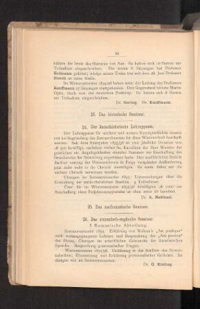 26. Das romanisch-englische Seminar.
