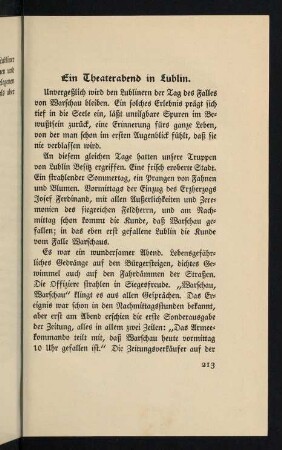 213-229, Ein Theaterabend in Lublin - Die Schlacht bei Lubartow