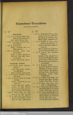 Häuserbuch : Einwohner-Verzeichnis (Straßenweise geordnet)