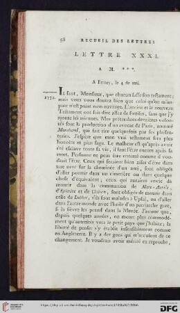 (Lettre XXXI - XL)