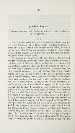 Zweites Kapitel. Zusammensetzung und Zerlegung der drehenden Kräfte oder Momente.