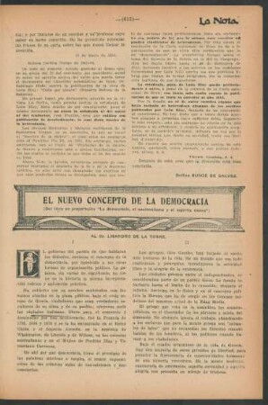 El nuevo concepto de la democracia : (Del libro preparación "La democracia, el nacionalismo y el espíritu nuevo")
