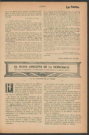 El nuevo concepto de la democracia : (Del libro preparación "La democracia, el nacionalismo y el espíritu nuevo")