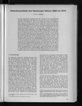 Hinterlandverkehr des Hamburger Hafens 1966 bis 1970 : Teil 4: Einfuhr