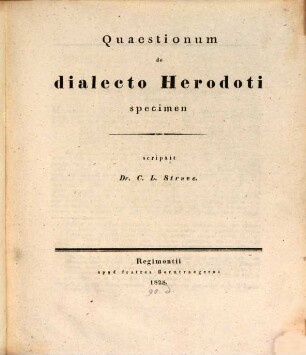 Quaestionum de dialecto Herodoti specimen