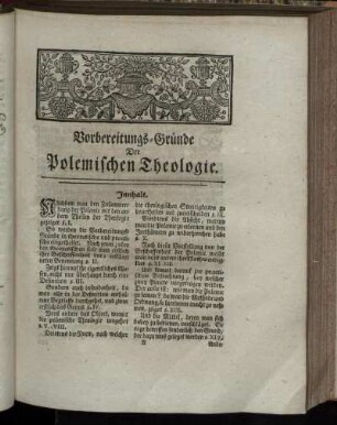 Vorbereitungs-Gründe Der Polemischen Theologie