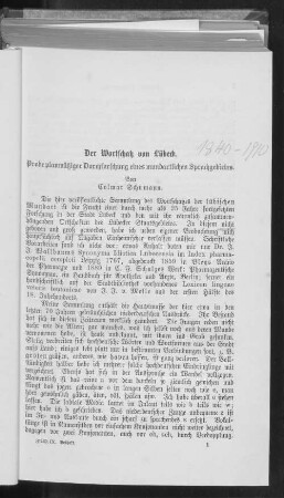 Das Wortschatz von Lübeck.