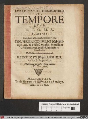 Exercitatio Philosophica De Tempore