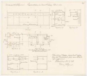 Wohnhaus Böhmer, Heidelberg: Küchenschrank: Ansicht, Schnitte 1:10