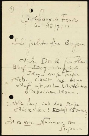 Sehr geehrter Herr Burger. Vielen Dank für Ihren Brief...