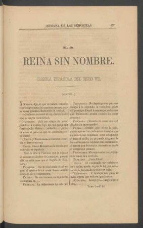 La reina sin nombre. - [Continuación.] : Crónica española del siglo VII.