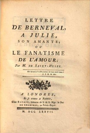 Lettre de Berneval à Julie