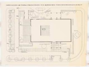 Grünflächen am Verwaltungsgebäude der Mannheimer Versicherungsgesellschaft, Mannheim: Gartenplan 1:100