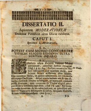 Rigor Moderatus Doctrinae Pontificiae Circa Usuras, à SS. D. N. Benedicto XIV. Per Epistolam Encyclicam Episcopis Italiae Traditus : Ab Ingolstadiensi Academia Constanter Assertus. Diss. II. inaug., Specimina exhibens moderationis pontificiae, a P. Daniele Concina violatae