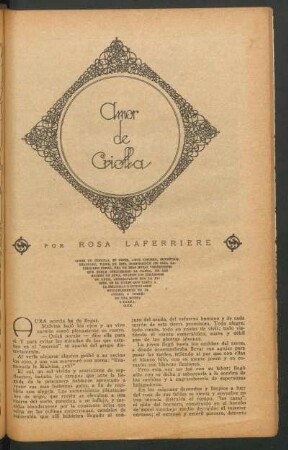 Amor de criolla : Ilustró Pedro Salazar