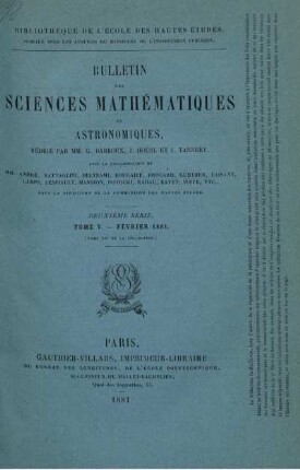 Tome V. - Février 1881.
