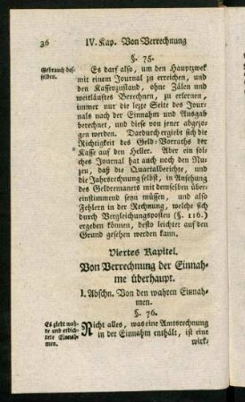 36-84, Viertes Kapitel. Von Verrechnung der Einnahme überhaupt.