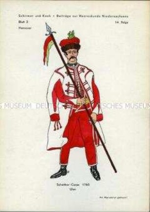 Uniformdarstellung, Ulan des Scheither-Korps, Kurfürstentum Hannover, 1760.