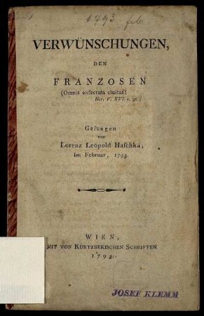 Verwünschungen, Den Franzosen