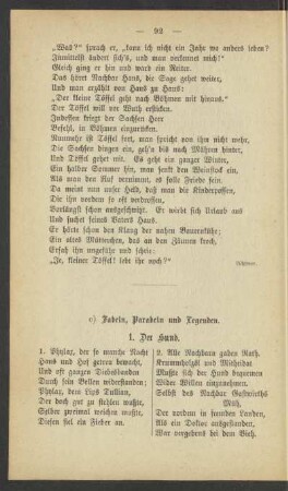 c) Fabeln, Parabeln und Legenden