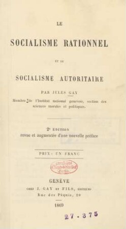 Le socialisme rationnel et le socialisme autoritaire