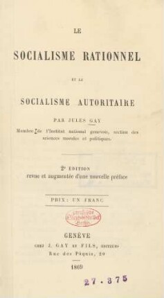 Le socialisme rationnel et le socialisme autoritaire