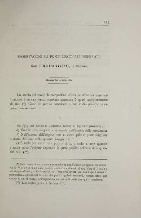 Osservazioni sui punti singolari essenziali.