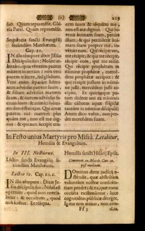 In Festo unius Martyris pro Missâ, Laetabitur. Homilia & Evangelium