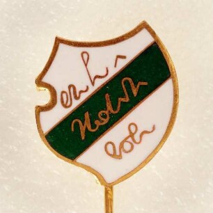 Mitgliedsabzeichen Damen-Stenographenverein Gabelsberger Dresden (mit langer Nadel) : Medaillensammlung Stenografische Sammlung. Mitgliedsabzeichen Damen-Stenographenverein Gabelsberger Dresden (kurzschriftliche Aufschrift "Damen Stenographenverein Gabelsberger Dresden" auf weiß-grün-weißem Grund, mit langer Nadel; rückseitig: Glaser&Sohn Dresden). Email, Metall; Maße (ohne Nadel) 19,5 x 17 mm (um 1900; Glaser & Sohn). Dresden: SLUB R c 0404