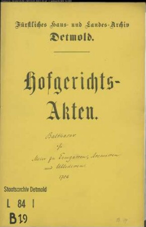Balthasar, Johann Kaspar zu Schötmar gegen Meier zu Ermgassen, Asemissen un Ubbedissen