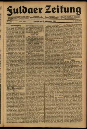 Erste Ausgabe vom Dienstag, den 02. September 1913.