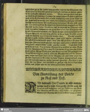 Von Außrüstung des Volcks zu Roß und Fuß